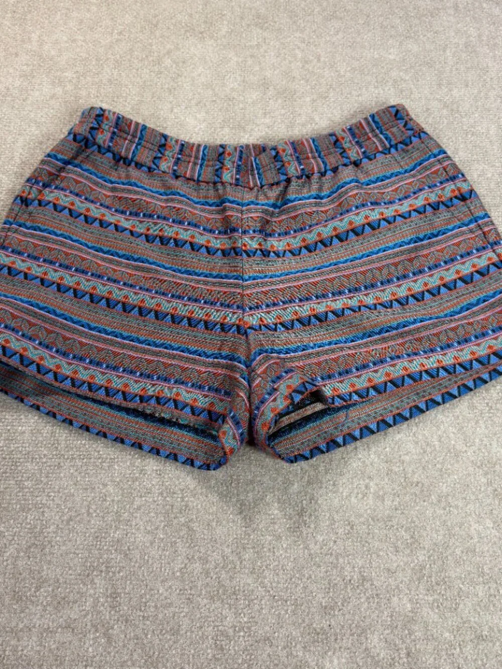 J.Crew Tribal Geometric Jacquard Shorts Blue Orange Size 10